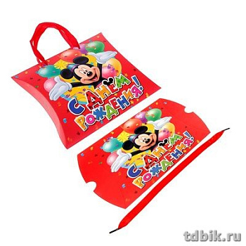 Коробка для подарков 19*18см "С Днем Рождения!" Микки Маус