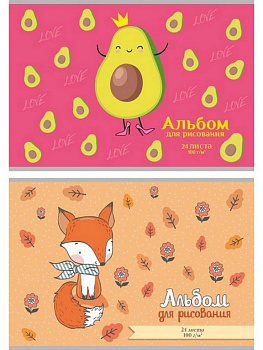 Альбом для рисования А4 24л. на скрепке Profit "МИЛЫЕ КАРТИНКИ МИКС"