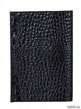 Обложка для паспорта "Черный лак" из кожи, экон. 13,2*18,6
