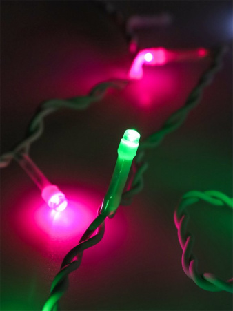 Гирлянда уличная 12м, 240 цветных ламп, прозрачный провод, 1 реж. (соединяется в цепь)