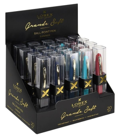 Ручка шариковая Lorex "Grande Soft" в пластик.футляре 0,7мм синяя (ассорти)