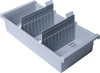 Картотека Han на 1300 карточек А6, 2 разделителя открытая, цвет серый