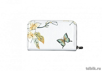 Футляр для ключей  D.Morelli "Эльза" из нат.кожи, на молнии принт бабочка