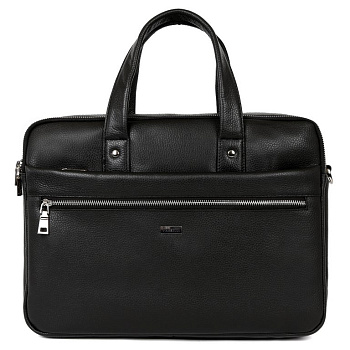 Сумка мужская FABRETTI 38*28*7,5, нат. кожа, черный