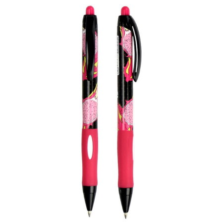 Ручка шариковая авт. с рис. Феникс + "Тропические фрукты" 0,7мм синяя, ассорти