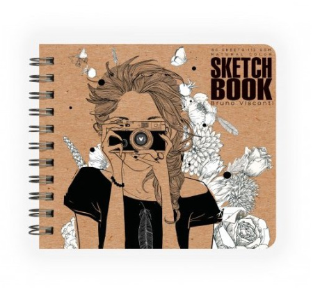 Скетчбук 180*155 мм, 80л. гребень "SKETCHBOOK" КРАФТ 125 гр. (4 ВИДА)