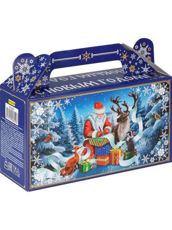 Коробка для конфет на  500 гр "Сундучок. Дед Мороз пишет письмо" (36,9*27,4*15,4см)