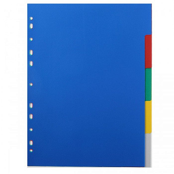Разделитель цветной А4  5 разделов пластик Attomex