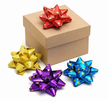 Бант Звезда  7,5см (ассорти) металик с рисунком