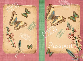 Обложка для паспорта "Бабочки" ПВХ, экон.13,2*18,6