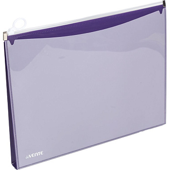 Папка на молнии А4 (320*245 мм) пластик"Marandi" с карманом, с расширением, 180 мкм, лавандовая