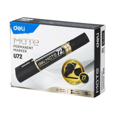 Маркер перманентный   двусторонний 1,5-6мм Deli Mate черный