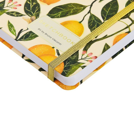Скетчбук 213*146 мм, 96л.,тв. обл. на ризинке, белый блок "Flora. Paradise lemons"