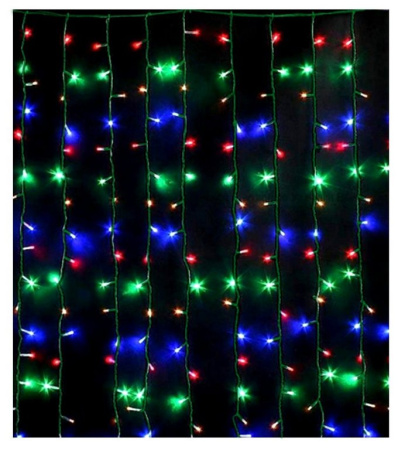 Гирлянда комнатная Занавес 3*2м, 220 цветных ламп, 8 реж., темная нить