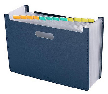 Картотека-папка вертикальная 12 отделений А4 темно-синий Deli