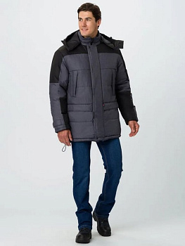 Спецодежда Куртка "Премиум" зимняя, р-р 64-66/5-6, цвет серый/черный