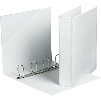 Папка на 4-х кольцах А4 75 мм карман на торце, на лиц. и внут. ст белая "Панорама" Attache Selection