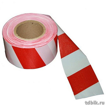 Лента сигнальная для ограждений красно-белая 50мм*200м,  без и/у, Klebebender, 30 мкм