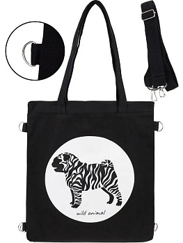 Сумка-шоппер Prof-Press "Зебро-Мопс" 42*35 см, ткань (на молнии)
