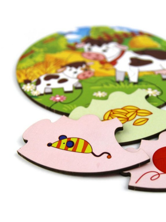 Пазлы деревянные  "Круглые. Домашние животные" WOODLENDTOYS