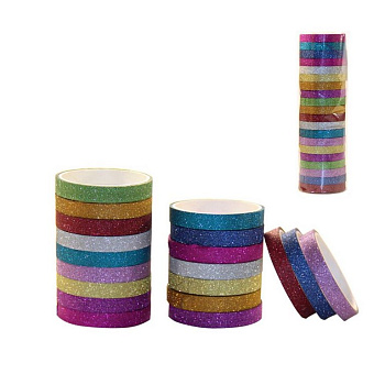 Скотч декоративный 0,7см*2,5м, с блестками (ассорти)