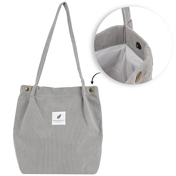 Сумка-шоппер Darvish "Холщовая" (на кнопке) серая 34х38х11 см