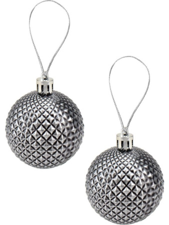 Набор шаров  цвет серебро  60 мм 12 шт "Метель" (ассорти)