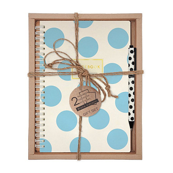 Набор подарочный BrunoVisconti "LIGHT BLUE POLKA DOTS" (ТЕТРАДЬ НА ГРЕБНЕ В КЛ.+ РУЧКА)