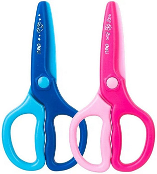 Ножницы 120 мм детские закругленные пластиковые лезвия, Deli