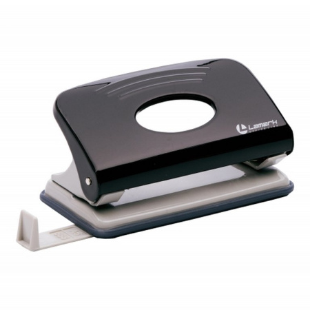 Дырокол до 10л метал. Lamark "Mettallic" с линейкой, черный
