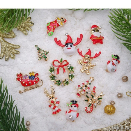 Значок металл "Новогодняя сказка. Праздничное настроение" стразы, эмаль МИКС