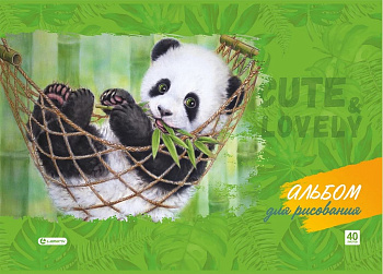 Альбом для рисования А4 40л. на клею "Панда в гамаке" блок-офсет 100г/м, Lamark