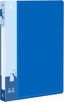 Папка на 2-х кольцах А4 18 мм карман внутри и на торце, пластик 0,7 мм, синяя Бюрократ