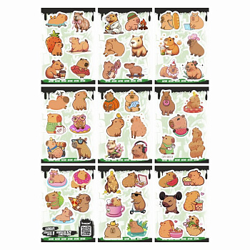 Набор наклеек  9 листов "Капибара" (52 шт) Nalepking