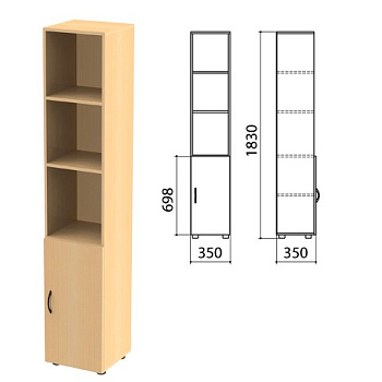 Шкаф для бумаг "Канц" полузакрытый, 1 дверь (350*330*1830мм) цвет бук