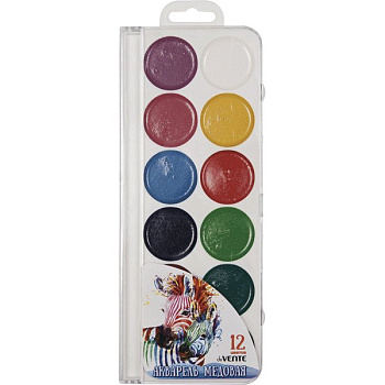 Краски акварельные 12 цв. медовые deVENTE (без кисти, пластиковая упаковка)