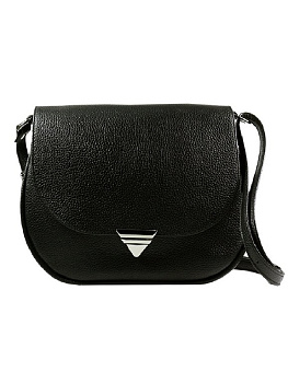 Сумка женская  D.Morelli, нат. кожа, черная, средняя, 25,5*22*7 см