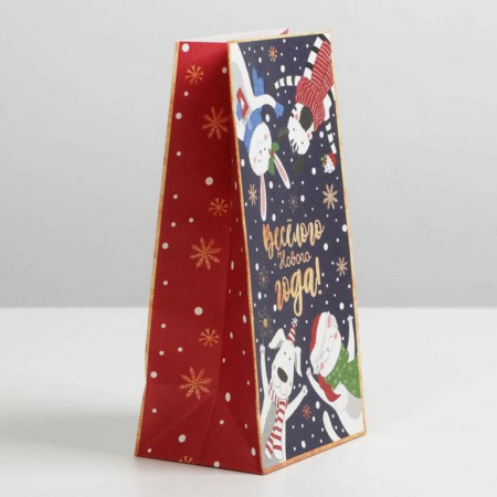 Пакет бумажный без ручек НГ 10*19,5*7см "Новогоднее время"