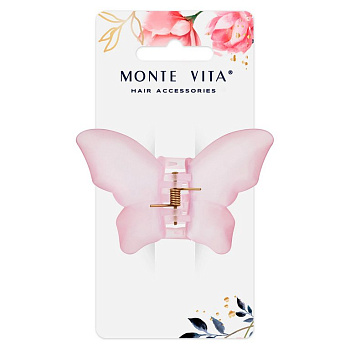 Краб для волос 8,5 см матовый, розовый  MONTE VITA