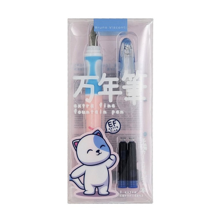 Ручка перьевая Bruno Visconti "KAWAII ANIMALS" синяя (2 сменных картриджа в комплекте)