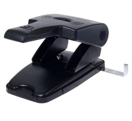 Дырокол до 65л пластик, deVENTE, с линейкой цв.черный