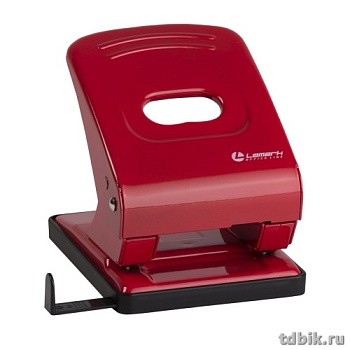 Дырокол до 40л метал. Lаmark "Mettallic", с линейкой цв. красный