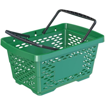 Корзина  покупательская Jazz пластик 28л две ручки, зеленая