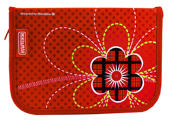 Пенал 1 отд. 1 откид. планка для девочки Mike & Mar "Цветок" (ткань)