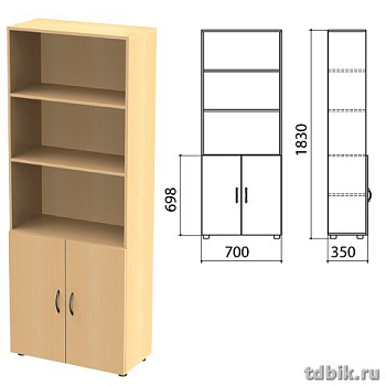 Шкаф для бумаг "Канц" полузакрытый, 2 двери (700*330*1830мм) цвет бук