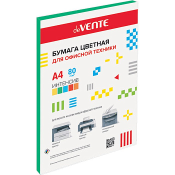 Бумага "deVente" 80г/м2 А4,  20 лист/уп, зеленый интенсив