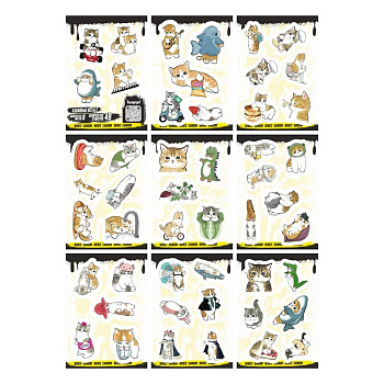 Набор наклеек  9 листов "Кавайные коты №2" (49 шт) Nalepking