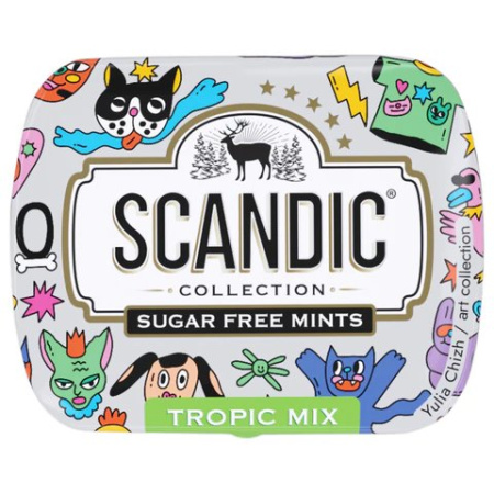 Драже освежающие SCANDIC без сахара со вкусом "Тропический микс", 14 г