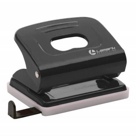 Дырокол до 20л метал. Lаmark "Mettallic", с линейкой черный