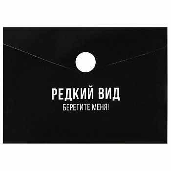 Папка-конверт на кнопке А7 (105x74 мм) пластик 0,18 мм "ФРАЗЫ С ХАРАКТЕРОМ" цв. черный